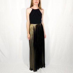 Aidan Mattox | Dresses | Aidan Mattox Black Gold Pleated Skirt Gown Nwt |  Poshmark